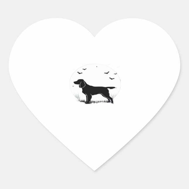Boykin Spaniel Dog � Halloween Moon Silhouette Cla Heart Sticker (Front)