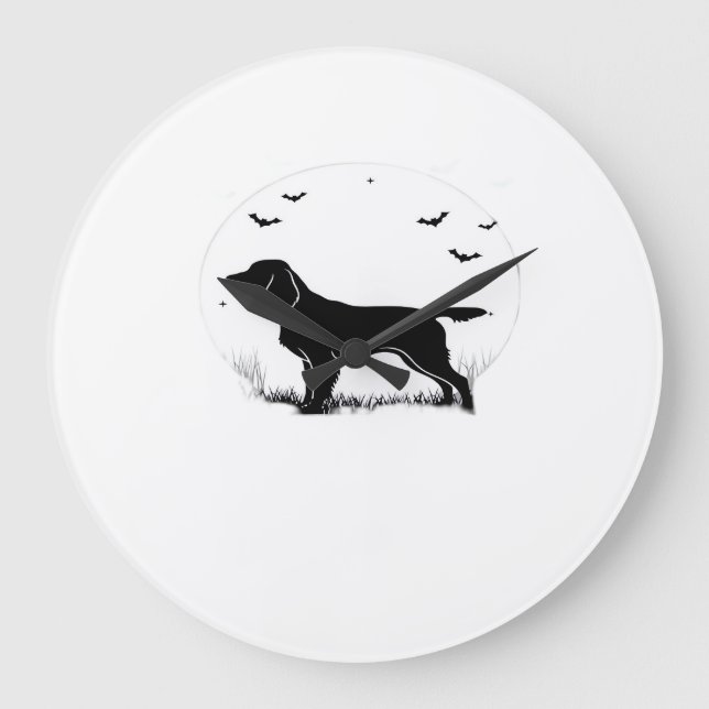 Boykin Spaniel Dog � Halloween Moon Silhouette Cla Large Clock (Front)