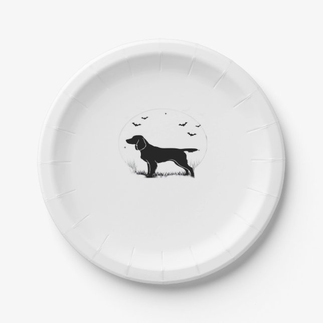 Boykin Spaniel Dog � Halloween Moon Silhouette Cla Paper Plate (Front)
