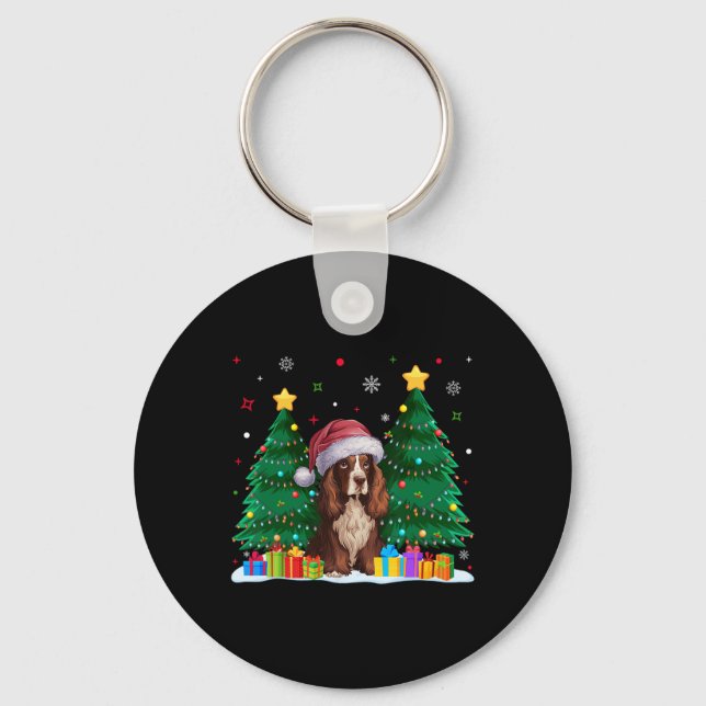 Boykin Spaniel Dog Lovers Santa Hat Ugly Christmas Key Ring (Front)