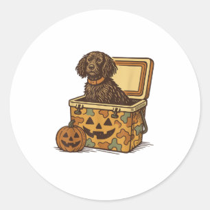Boykin Spaniel In Camo Cooler Pumpkin Hunting Dog Classic Round Sticker