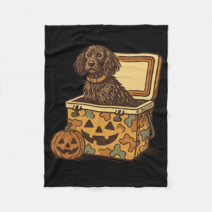 Boykin Spaniel In Camo Cooler Pumpkin Hunting Dog Fleece Blanket