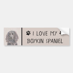 Boykin Spaniel Painting - Cute Original Dog Art Bumper Sticker