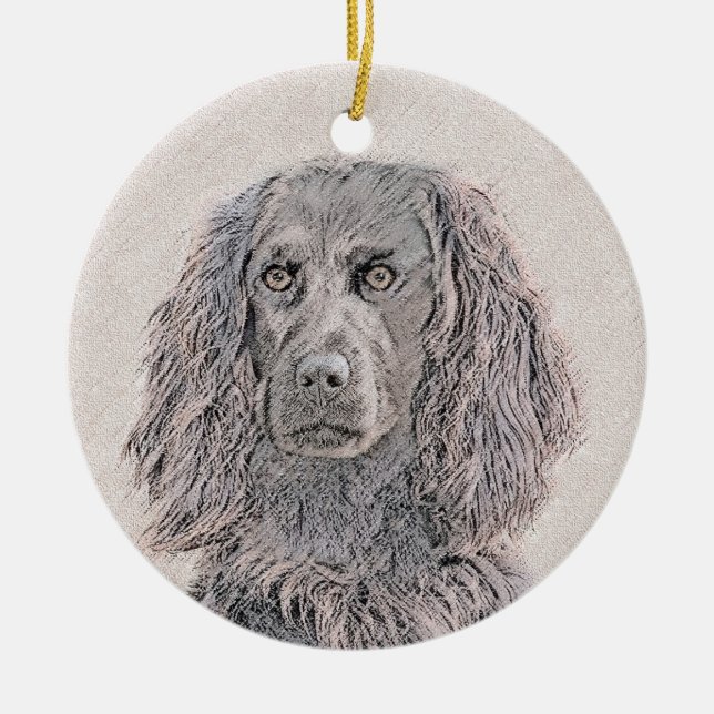 Boykin Spaniel Painting - Cute Original Dog Art Ceramic Ornament (Front)