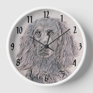 Boykin Spaniel Painting - Cute Original Dog Art Clock