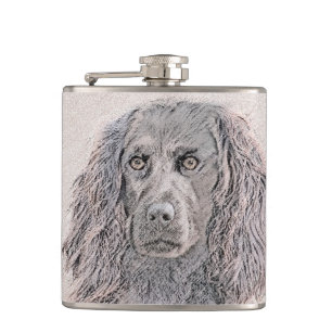 Boykin Spaniel Painting - Cute Original Dog Art Hip Flask