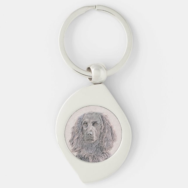 Boykin Spaniel Painting - Cute Original Dog Art Key Ring (Front)