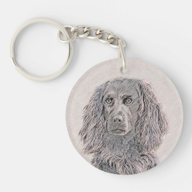Boykin Spaniel Painting - Cute Original Dog Art Key Ring (Front)