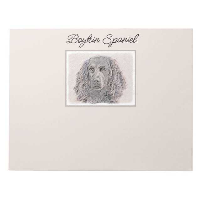 Boykin Spaniel Painting - Cute Original Dog Art Notepad (Front)
