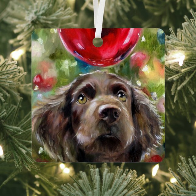 Boykin Spaniel Puppy Ornament Christmas "Wish" (Insitu)