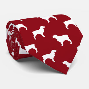 Boykin Spaniel Silhouettes Pattern Red Tie