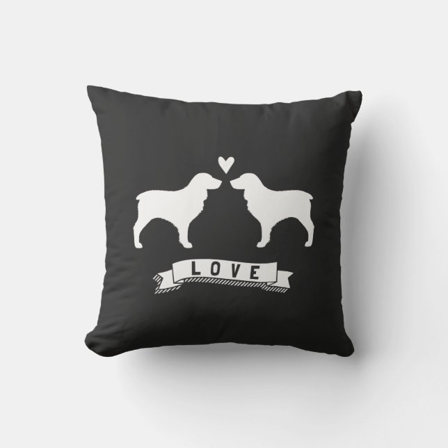 Boykin Spaniels Love - Dog Silhouettes w/ Heart Cushion (Front)