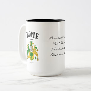 Boyle Family Crest, Translation & Meaning Two-Tone Coffee Mug