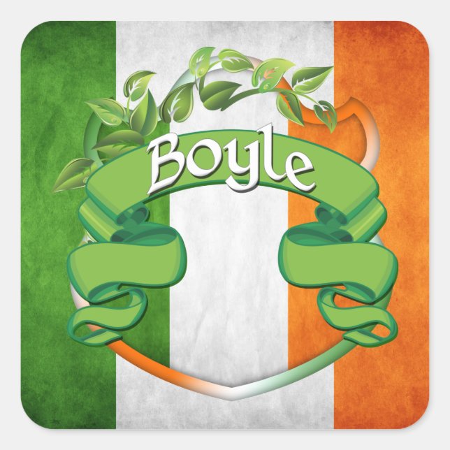 Boyle Irish Shield Square Sticker (Front)