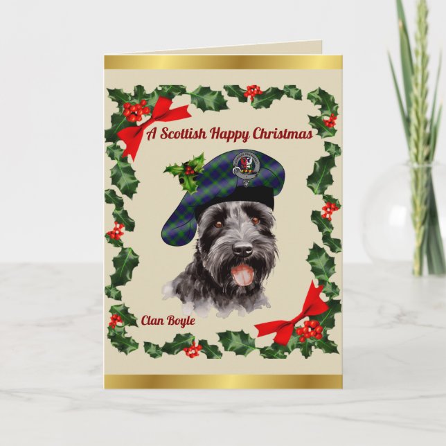 Boyle Scottie Dog Personalised Xmas Card (Front)