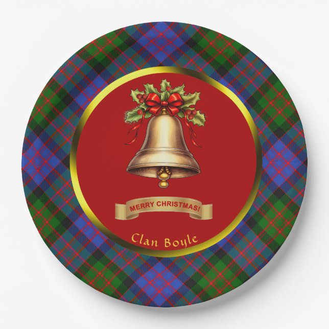 Boyle Tartan Personalised Christmas Paper Plate (Front)
