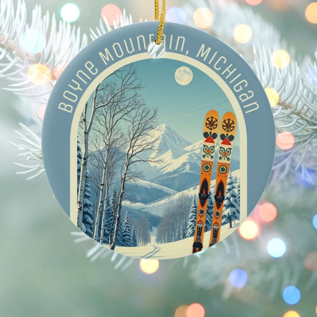 Boyne Mountain Michigan ski souvenir  Ceramic Ornament (Creator Uploaded)