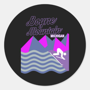 Boyne Mountain Michigan Usa Ski Resort Snowboardin Classic Round Sticker