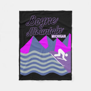 Boyne Mountain Michigan Usa Ski Resort Snowboardin Fleece Blanket