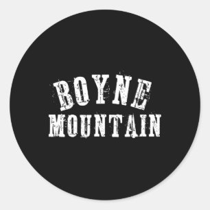 Boyne Mountain Rustic Bold Artisan Grungy Ski Skie Classic Round Sticker
