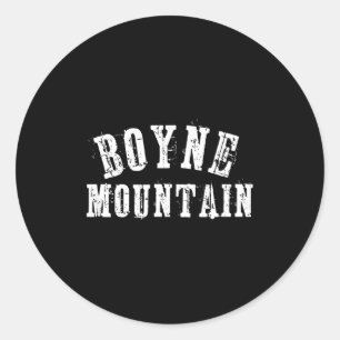 Boyne mountain rustic bold artisan grungy ski skie classic round sticker