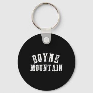 Boyne Mountain Rustic Bold Artisan Grungy Ski Skie Key Ring