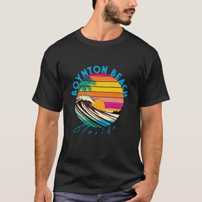 Boynton Beach Retro 1980s Style Florida Beach T-Shirt (Front)