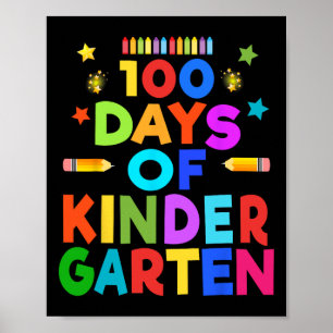 Boys 100 Days Of Kindergarten Celebration Kids Gif Poster