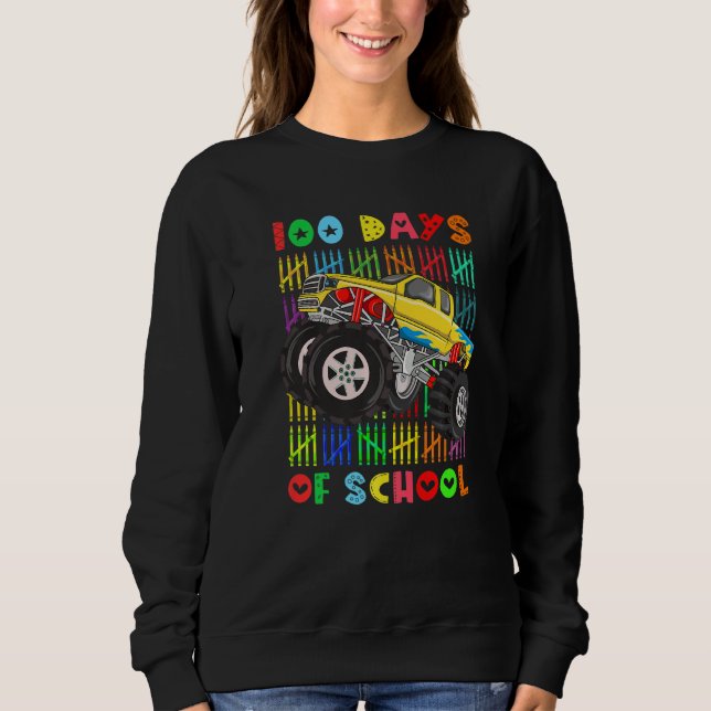 Boys 100th Day of School Monster Truck 100 Days Sm Sweatshirt (Front)