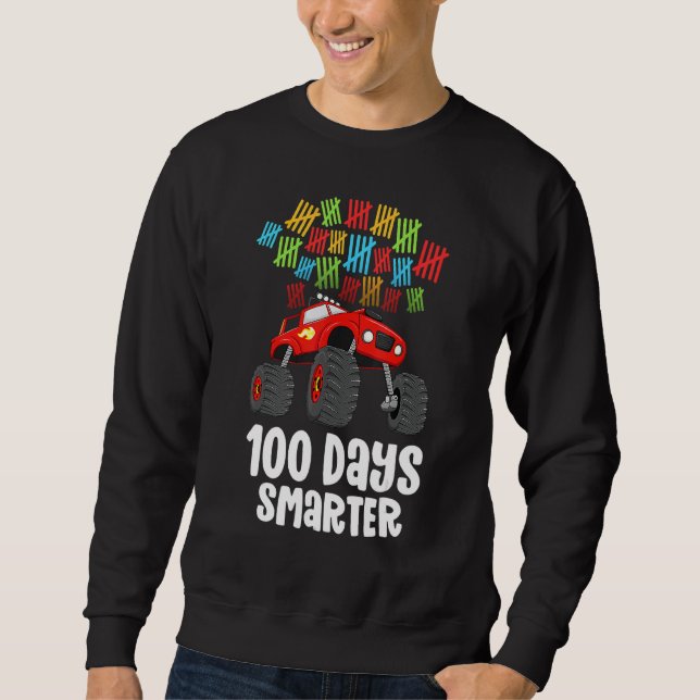 Boys 100th Day of School  Monster Truck 100 Smarte Sweatshirt (Front)