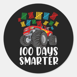 Boys 100th Day Of School Monster Truck 100 Smarter Classic Round Sticker