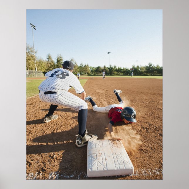 Boys (10-11) playing baseball poster (Front)