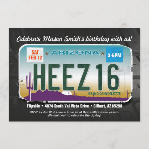 Boy's 16th Birthday Arizona License Invitation