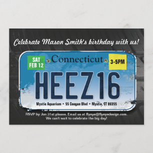 Boy's 16th Birthday Connecticut License Invitation