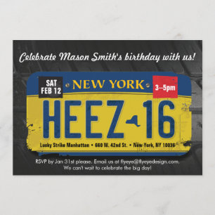 Boy's 16th Birthday New York License Invitation