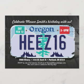 Boy's 16th Birthday Oregon License Invitation