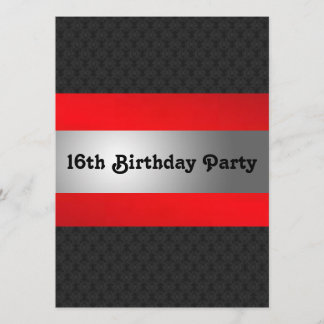Boy's 16th Birthday Party Invite