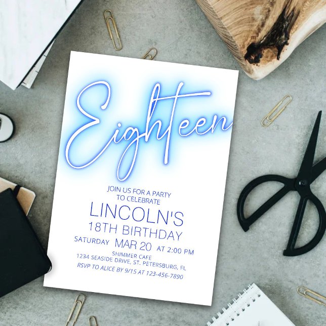 Boys 18th Neon Pool Birthday Invitation (Creator Uploaded)