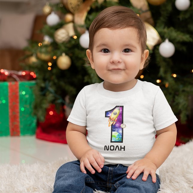Boy's 1st Birthday Astronaut Baby T-Shirt (Creator Uploaded)