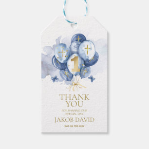 Boys 1st Birthday & Baptism Thank You Favour Tag