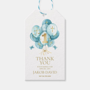 Boys 1st Birthday Baptism Thank You Favour Tag