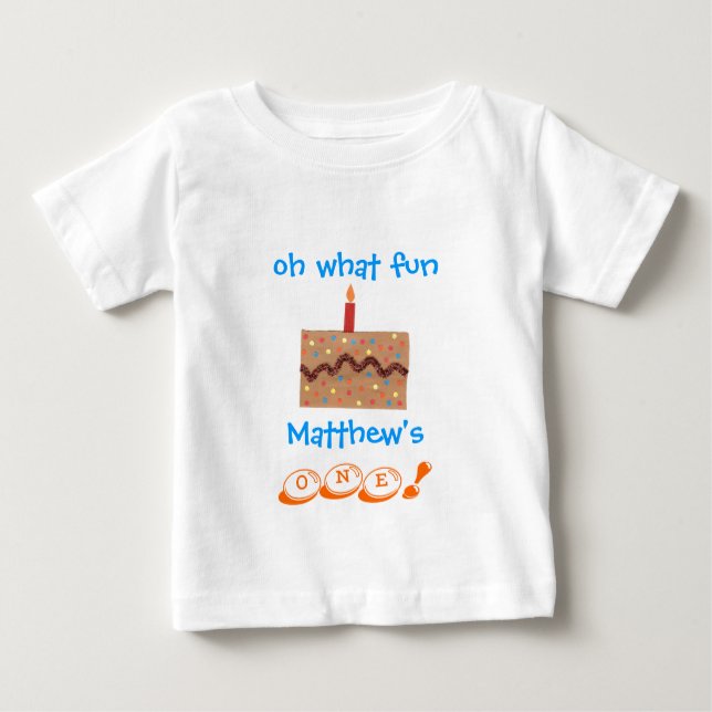 Boys 1st birthday outfit - personalised with name baby T-Shirt (Front)