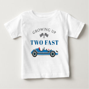 Boy's 2nd Birthday Blue Race Car Personalised  Baby T-Shirt