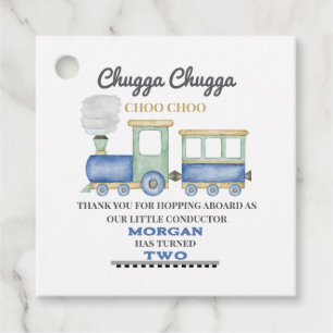 Boy's 2nd Birthday Blue Train Chugga Choo Favour Tags