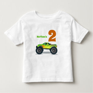 Boys 2nd Birthday MONSTER TRUCK Add Name Toddler T-Shirt