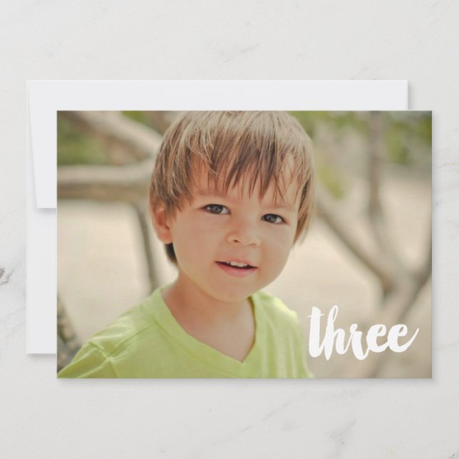 Boys 3rd Birthday Number Three Photo Overlay Invitation (Front)