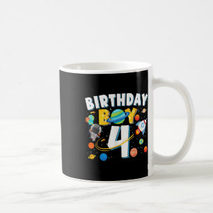 Boys 4th Birthday Astronaut Space Planets Four Yea Coffee Mug