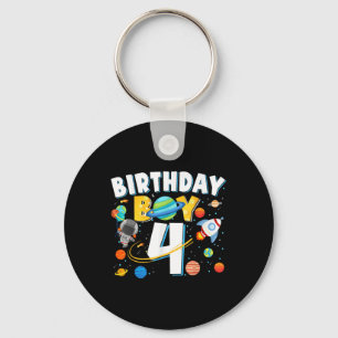 Boys 4th Birthday Astronaut Space Planets Four Yea Key Ring