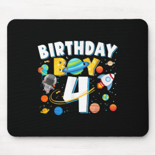 Boys 4th Birthday Astronaut Space Planets Four Yea Mouse Pad