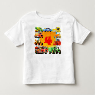Boys 4th Birthday Custom Construction Truck Toddler T-Shirt